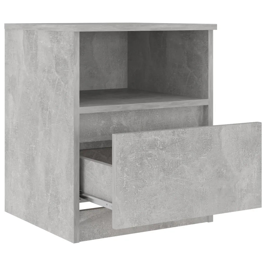 Set di 2 Comodini | Armadio da Notte | Mobiletto da notte Grigio Cemento 40x40x50 cm in Legno Multistrato