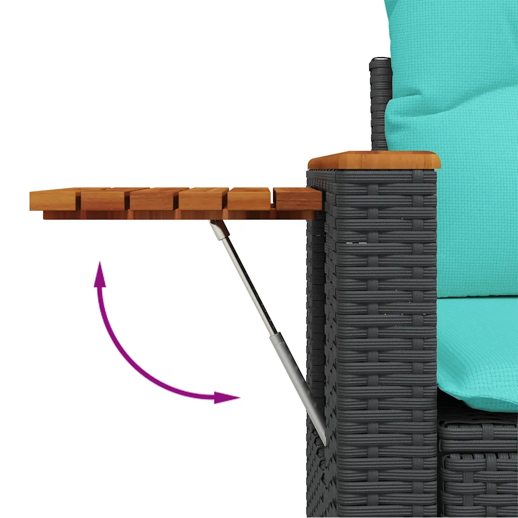 Set Divani da Giardino 7 pz con Cuscini Nero in Polyrattan