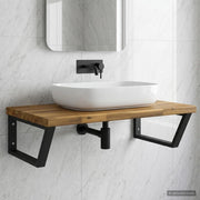 Mensola Quadrata da Parete per Lavabo Bianco decapato e nero 939779