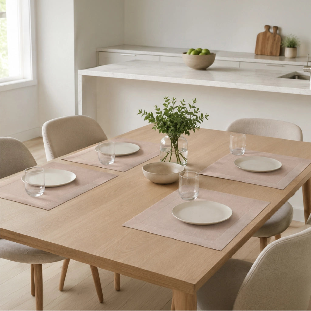 Set 4 Tovagliette Americane 45x30 cm in PVC Intrecciato, Lavabili e Riutilizzabili, Sottopiatto Rettangolare per Tavola Cucina e Sala da Pranzo  Tortora