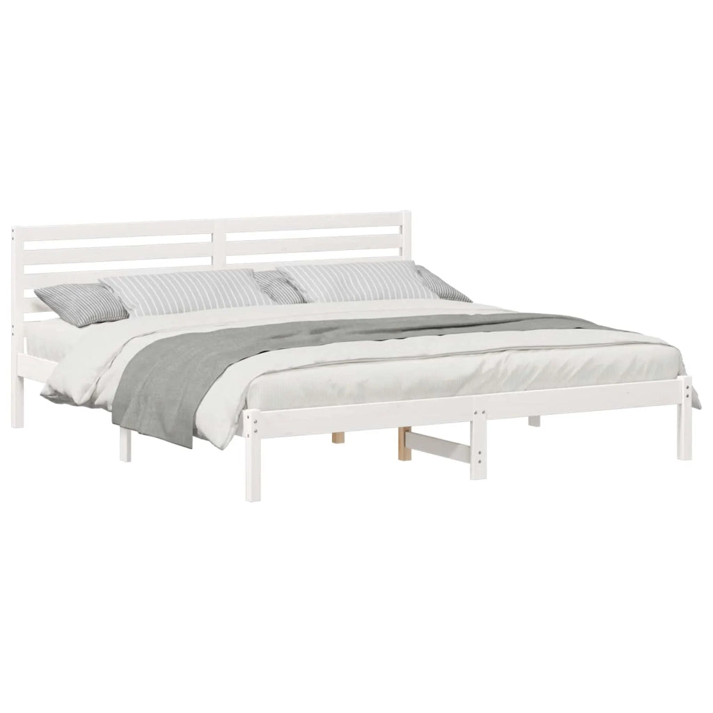 Struttura del letto-Giroletto-Rete del Letto Bianco 200 x 200 cm Pino massello 721590