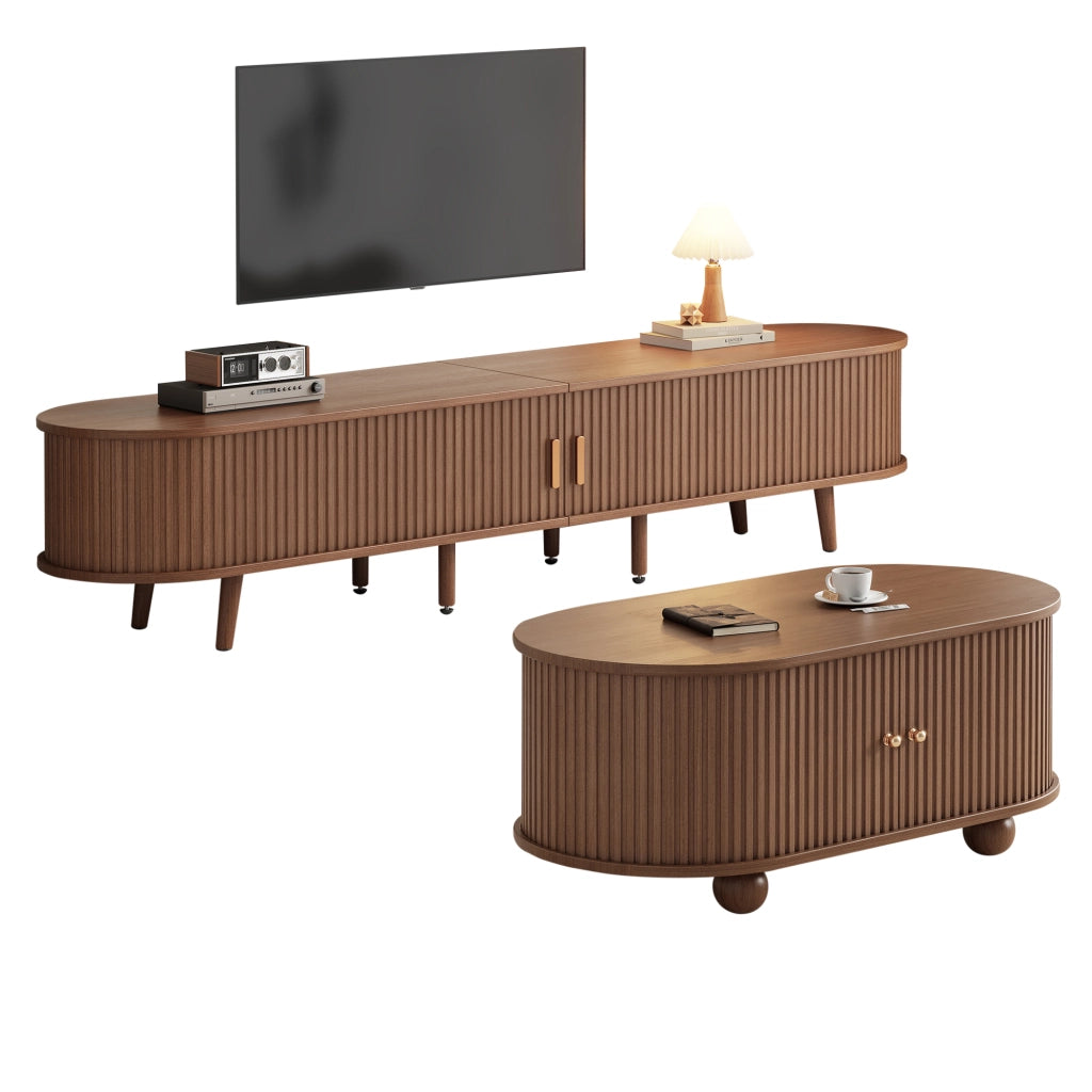 Set mobile TV e tavolino da caff¨¨ ¨C Minimal ¨C colore noce, MDF, 2 pezzi