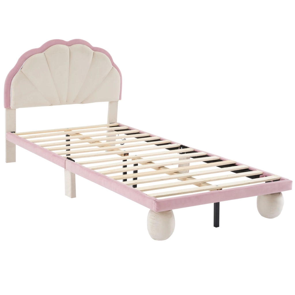 letto imbottito velluto beige rosa 90x200 cm