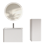 Mobile da bagno con lavabo e specchio LED - per bagno - in MDF e vetro - bianco