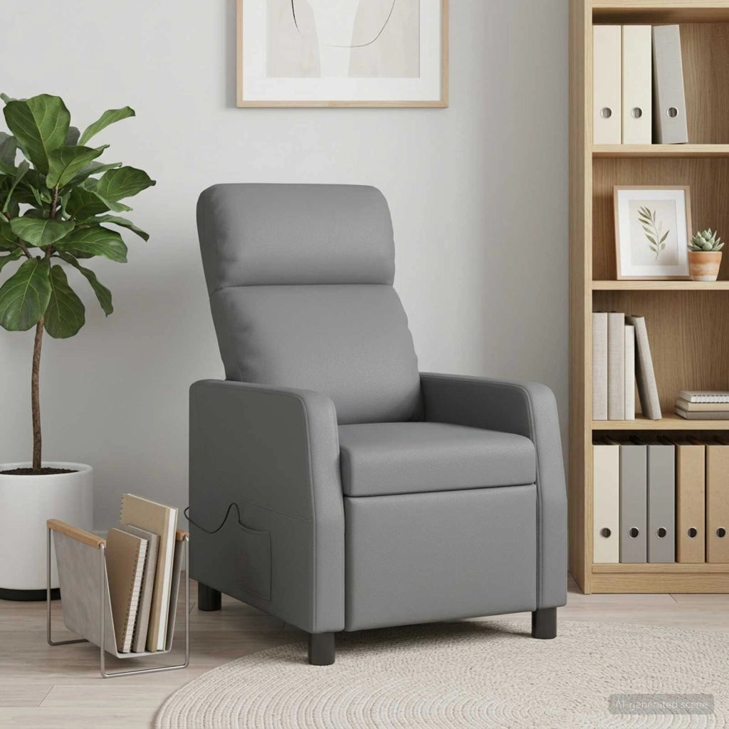 Poltrona Massaggiante Grigio Similpelle 42035092