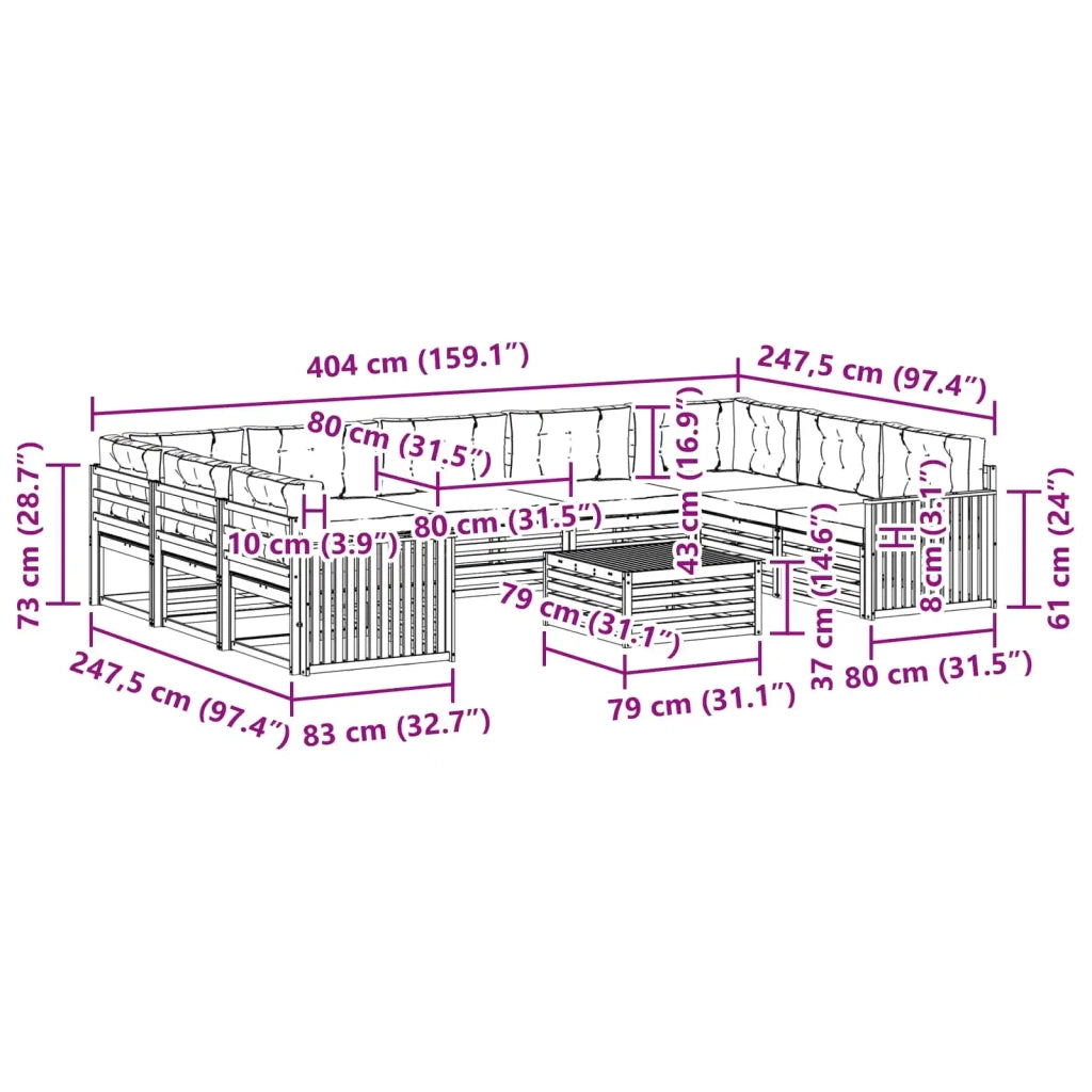 Set di divani da esterno 10 pcs Grigio Naturale e Chiaro 3374166