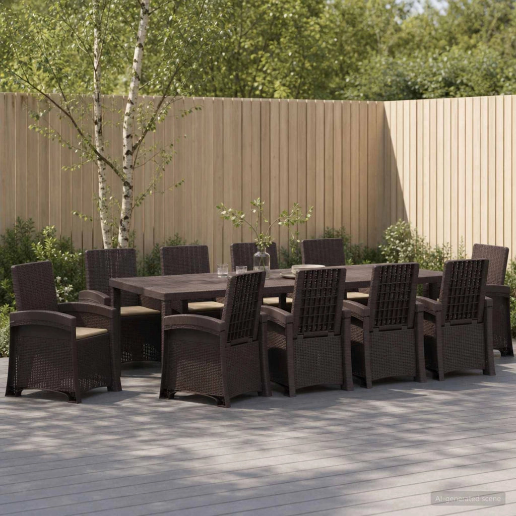 Set da Pranzo per Giardino 11 pz Marrone e Tortora PP 3430173