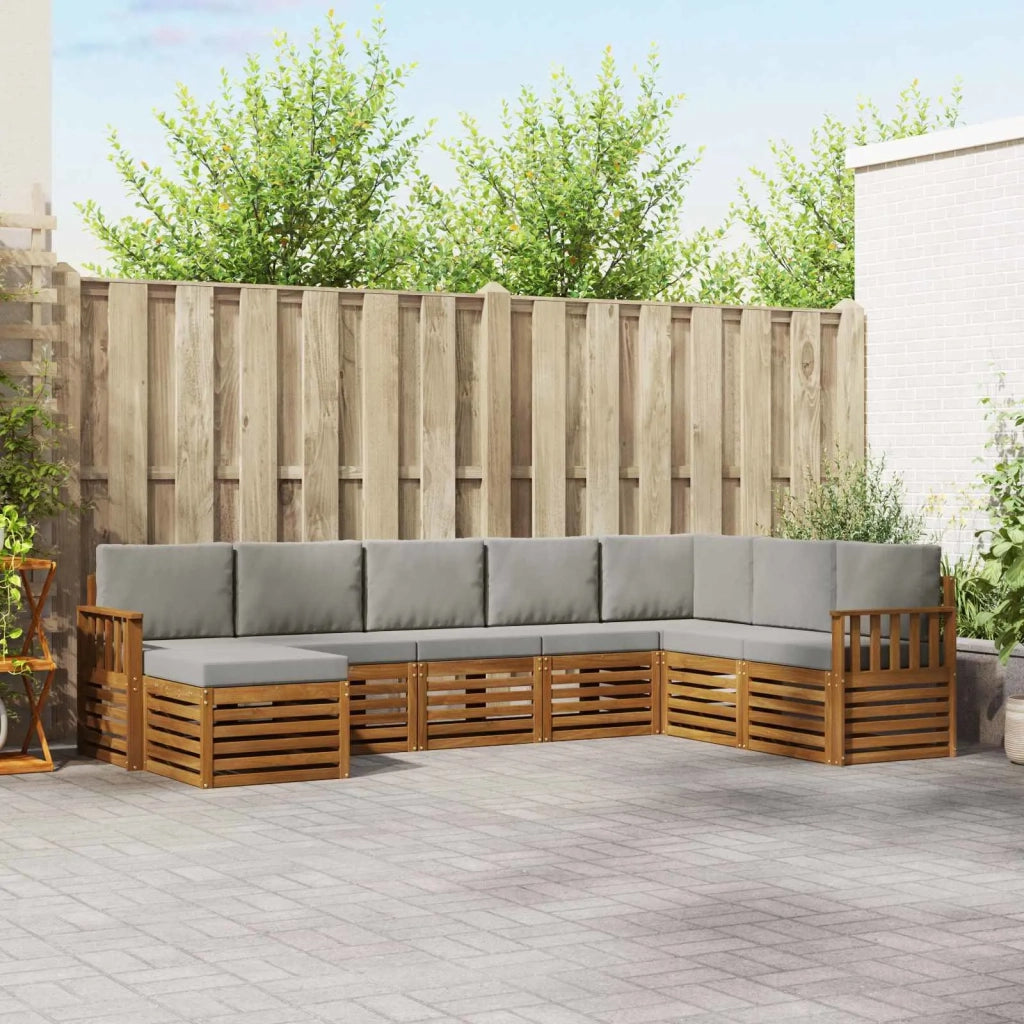Set divano sezionale con cuscino 8 pcs Grigio Naturale e Chiaro 3375281