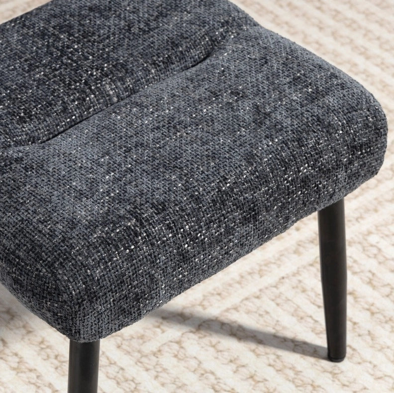 Sgabello imbottito in tessuto chenille grigio scuro