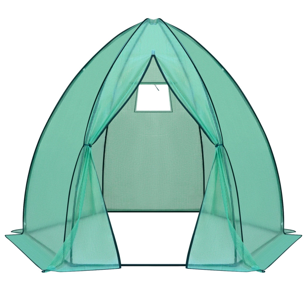 Serra da giardino teepee con telo in PE 140 g/m² e struttura conica in acciaio verde 240 × 200 × 240 cm