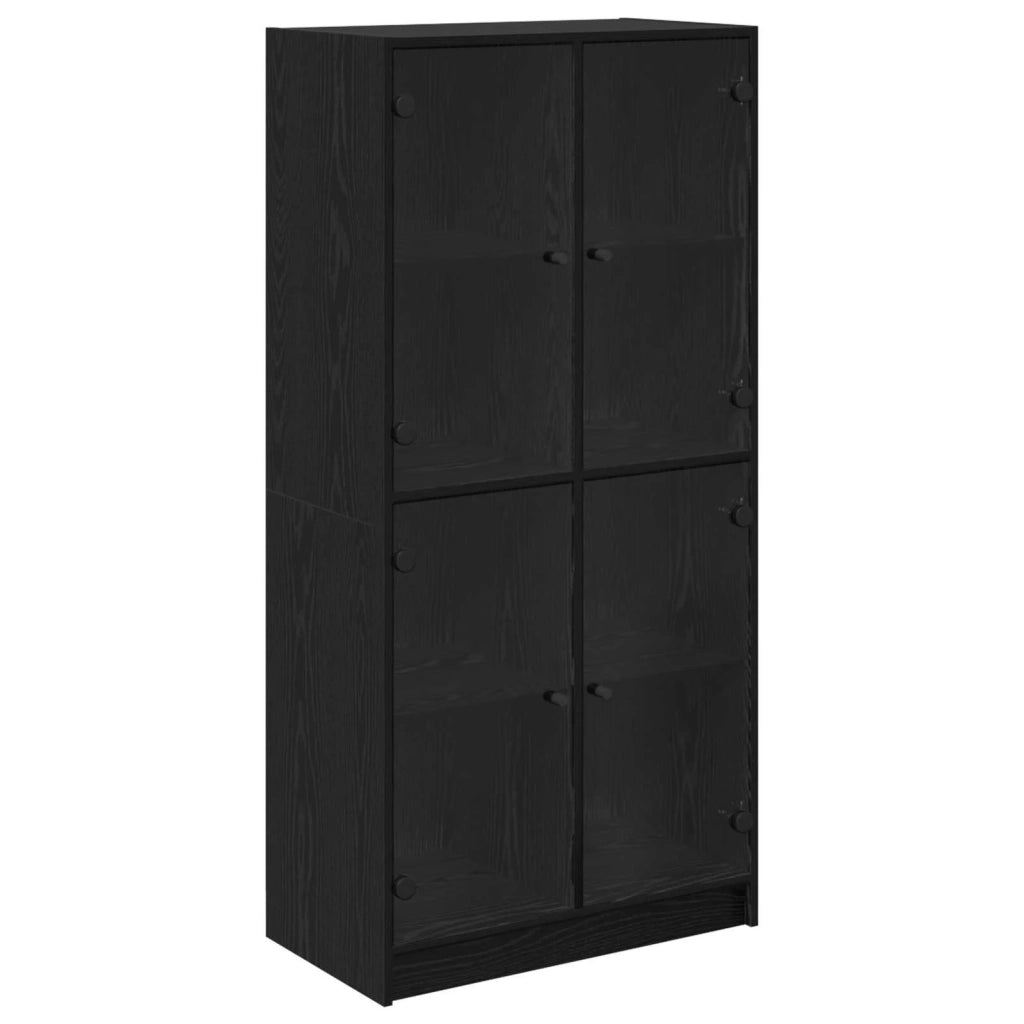 Credenza | Madia | Buffet da pranzo | Armadio da pranzo Rovere Nero 68 x 37 x 142 cm Legno multistrato