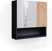 Specchio per bagno a muro con porta e cassettiera