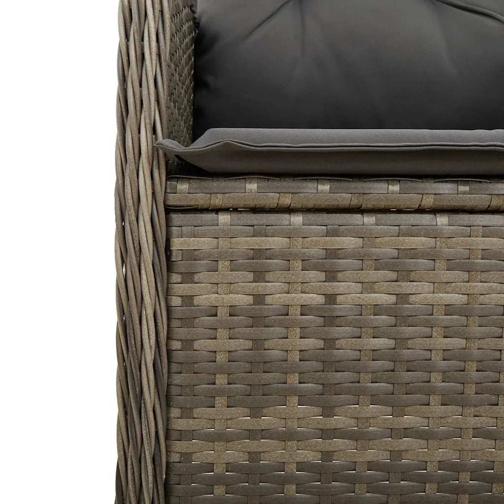 Set Bistrò da Giardino 11 pz con Cuscini in Polyrattan Grigio