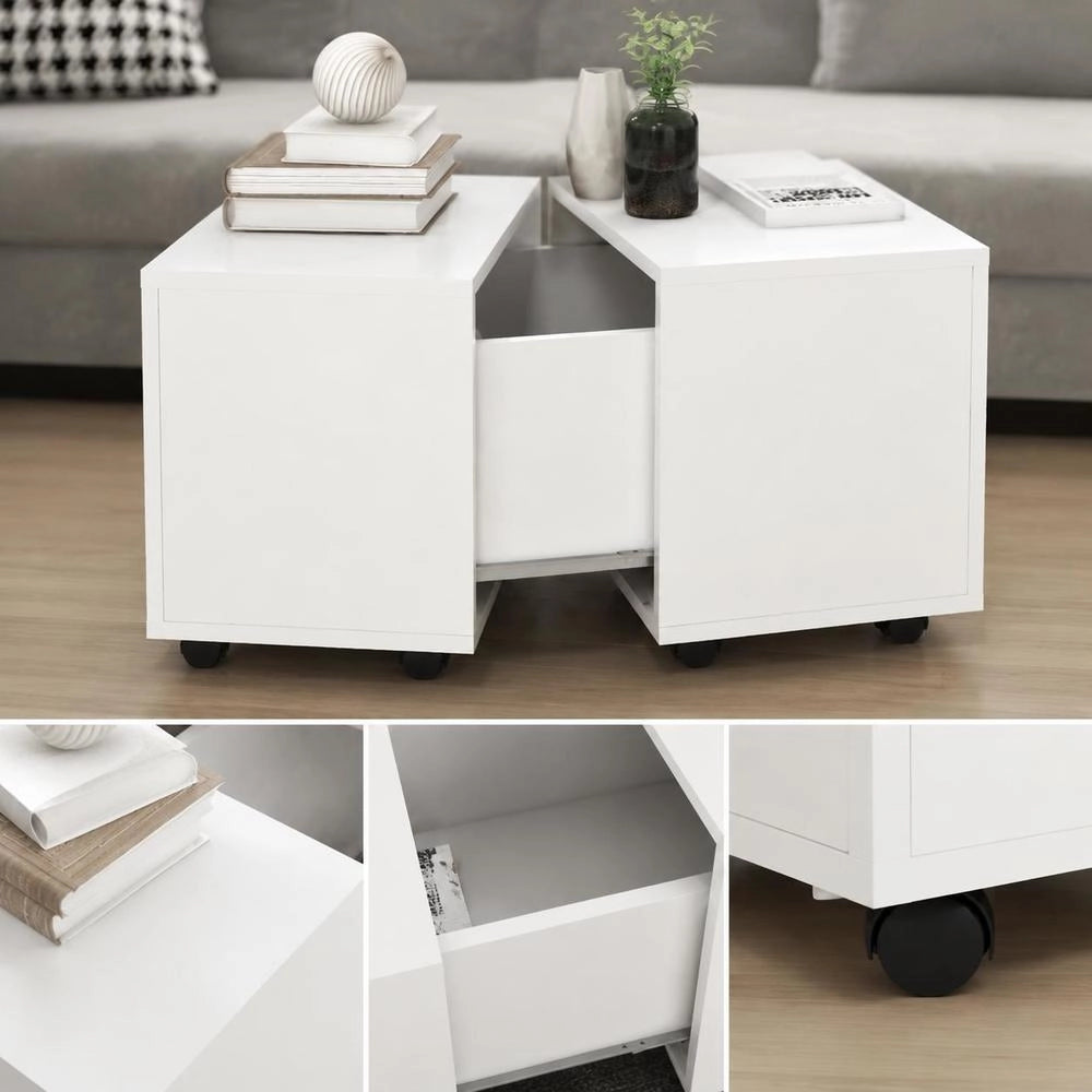 Coffee Table White 60x60x38 Cm Wood Material