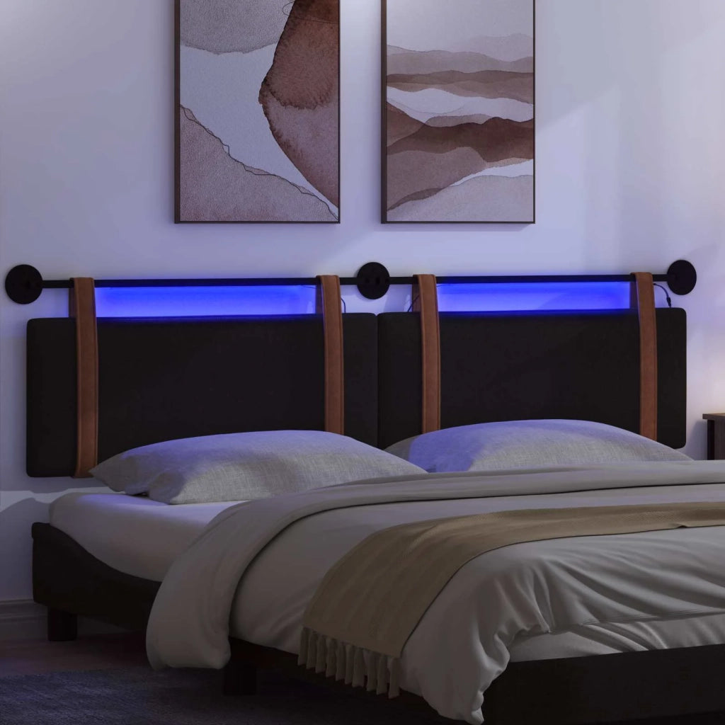 Testiera | Testata sospesa Con luce LED Nero PU Antico