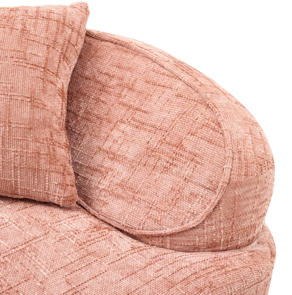 Divano 2 posti curvo con braccioli e 2 cuscini, crema, design compatto senza montaggio