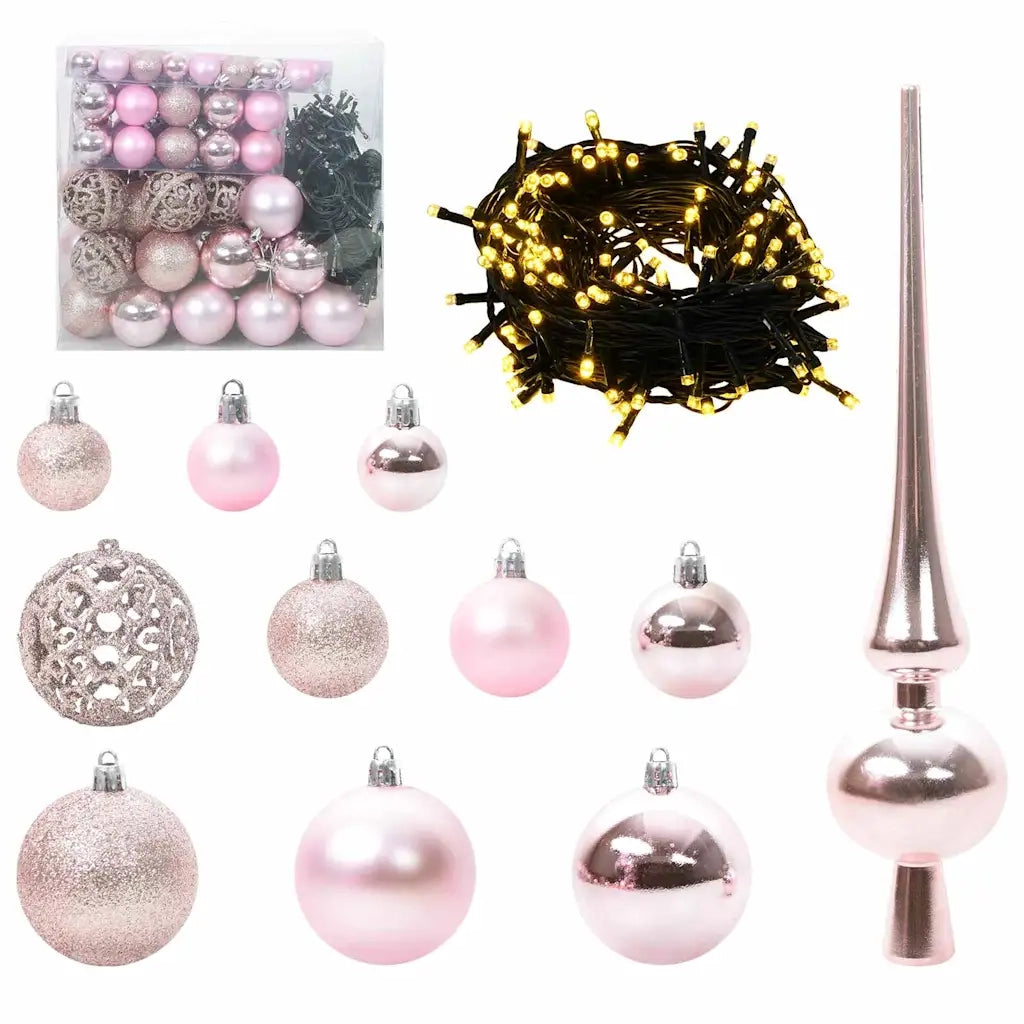 Set di Palle di Natale con 300 LED 120 pz-Decorazioni natalizie Rosa Plastica