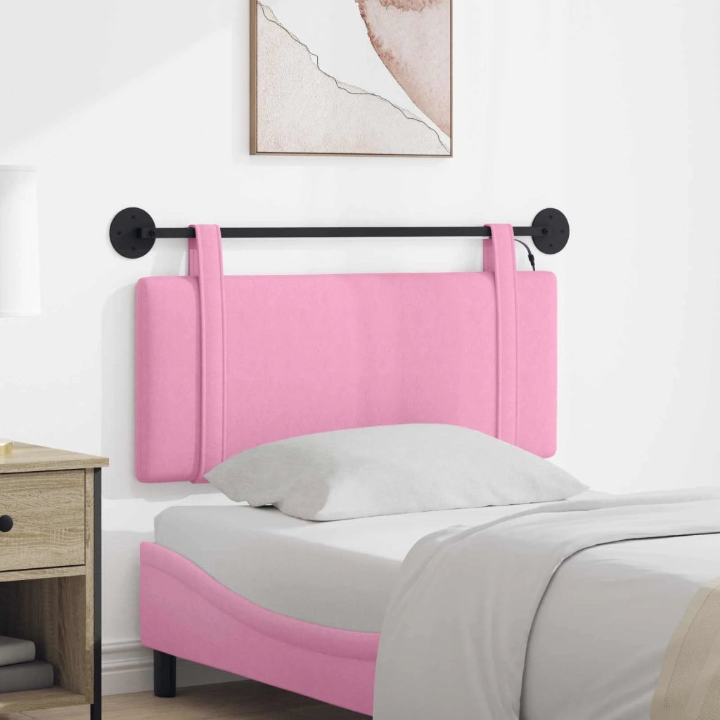 Testiera sospesa Con luce LED Rosa Tessuto 3423887