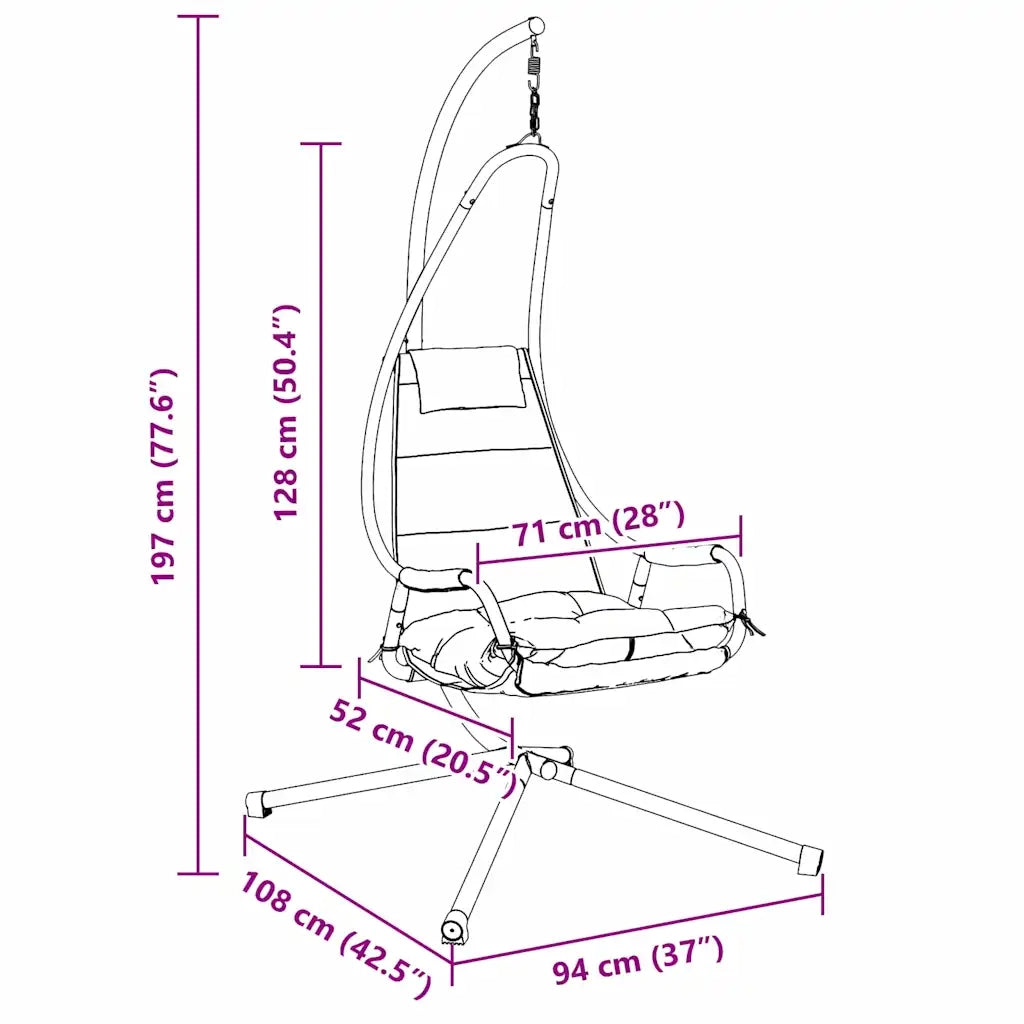 Sedia uovo sospesa Antracite 94 x 107 x 196,5 cm Acciaio CFW1896896