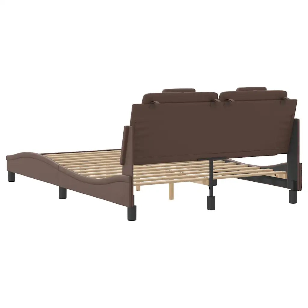 Letto matrimoniale | Letto per adulti | Giroletto Viana senza Materasso Marrone 140x190 cm in Similpelle