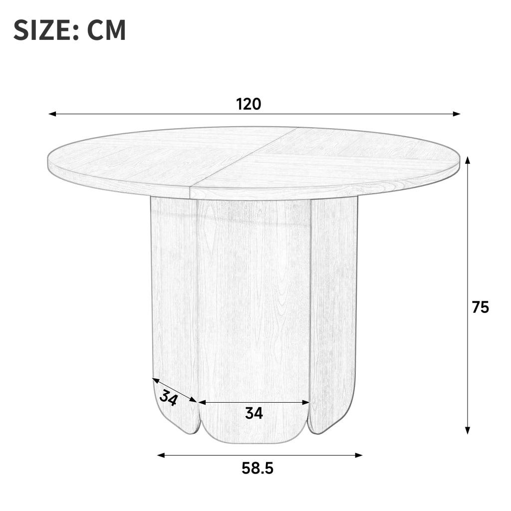 Tavolo da pranzo - rotondo 120x120 cm - per 4-6 persone - stile scandinavo - noce - antigraffio