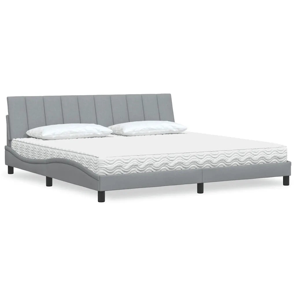 Letto con Materasso Hanko Grigio Chiaro 200x200 cm in Tessuto