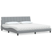 Letto con Materasso Hanko Grigio Chiaro 200x200 cm in Tessuto