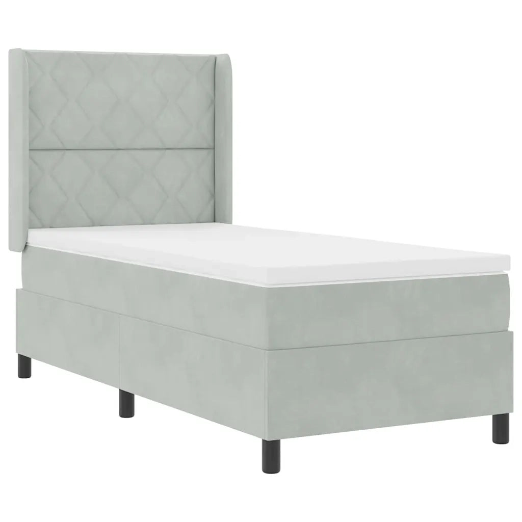 Letto a molle con materasso Grigio chiaro 90 x 190 cm Velluto