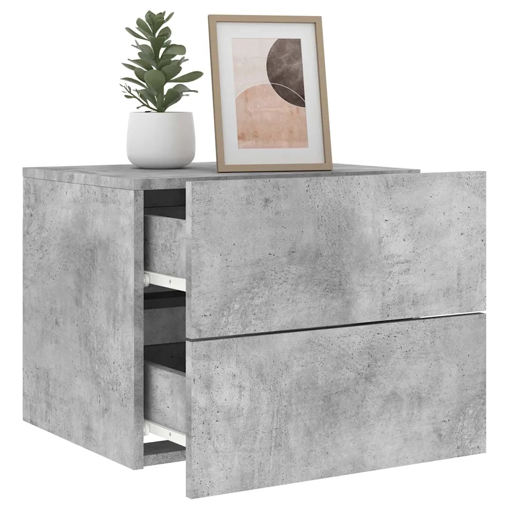 Comodino a Parete con Luci LED Grigio Cemento 836818