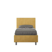 Letto singolo con rete imbottito 80x210 microfibra ocra Adele