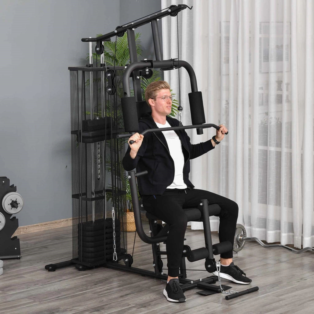 EasyComfort Stazione Fitness Palestra Multifunzione per Allenamento a Casa e Professionale, Acciaio 150x110x210cm Nero