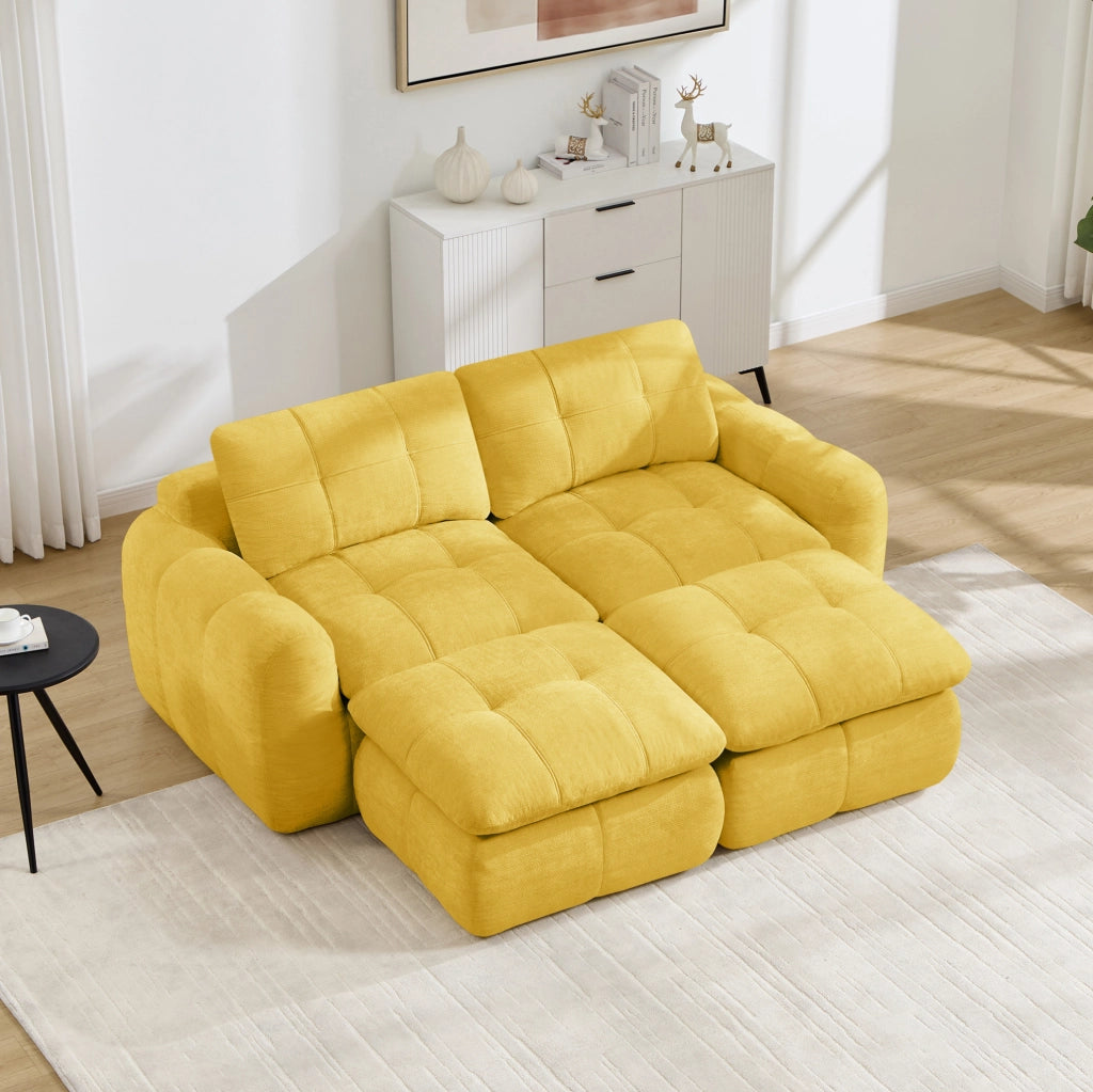 DIVANO Modulare 194x160 cm in Chenille Giallo