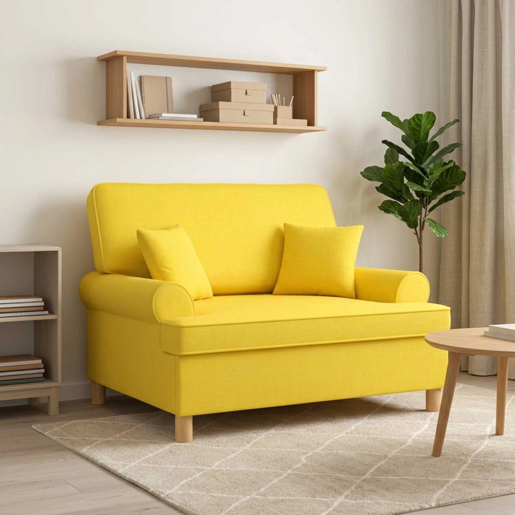 Poltrona con cuscini Giallo Chiaro Tessuto 42043513