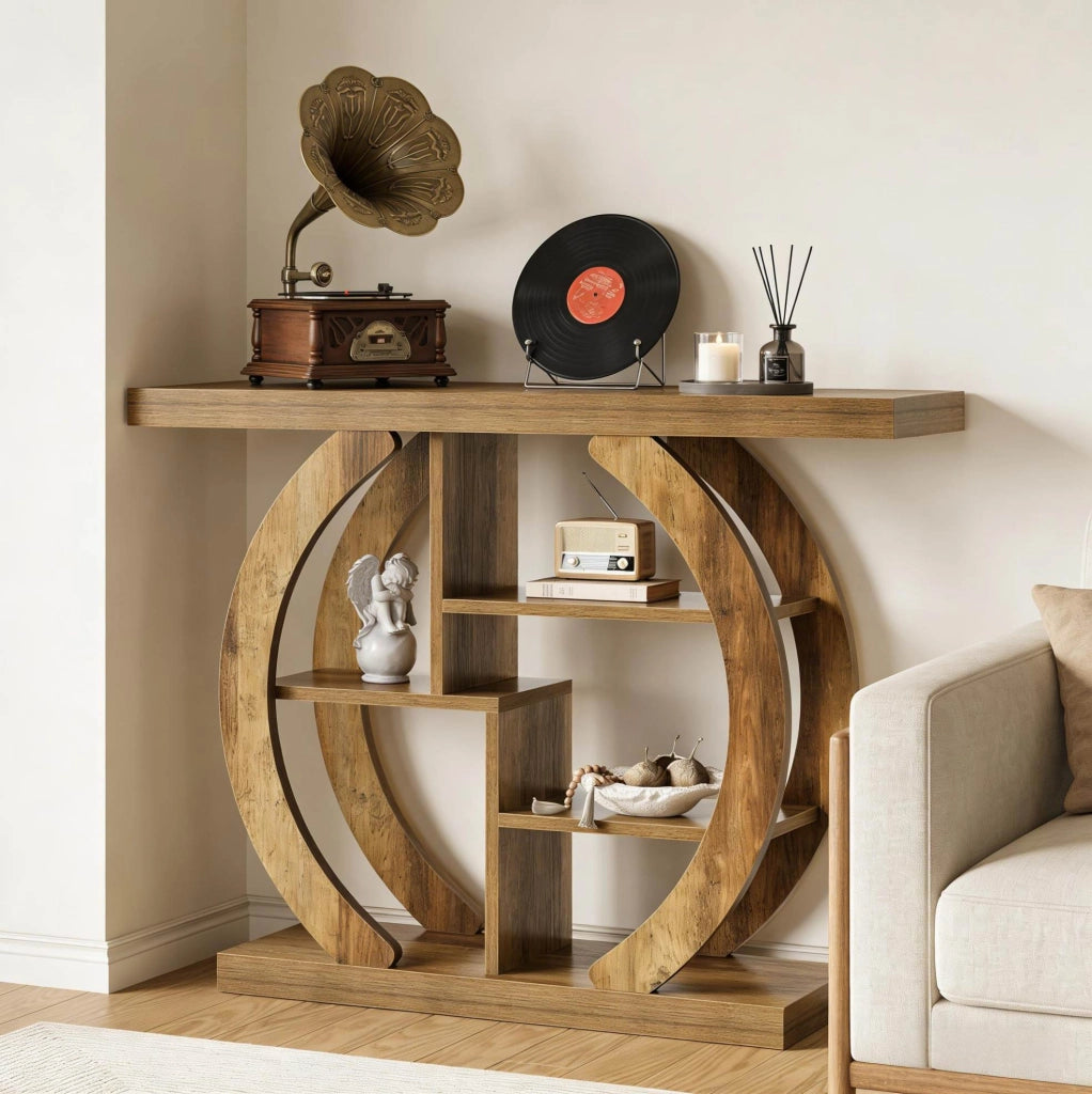 Tavolo consolle 108 cm con 4 ripiani in legno marrone HOMVRA
