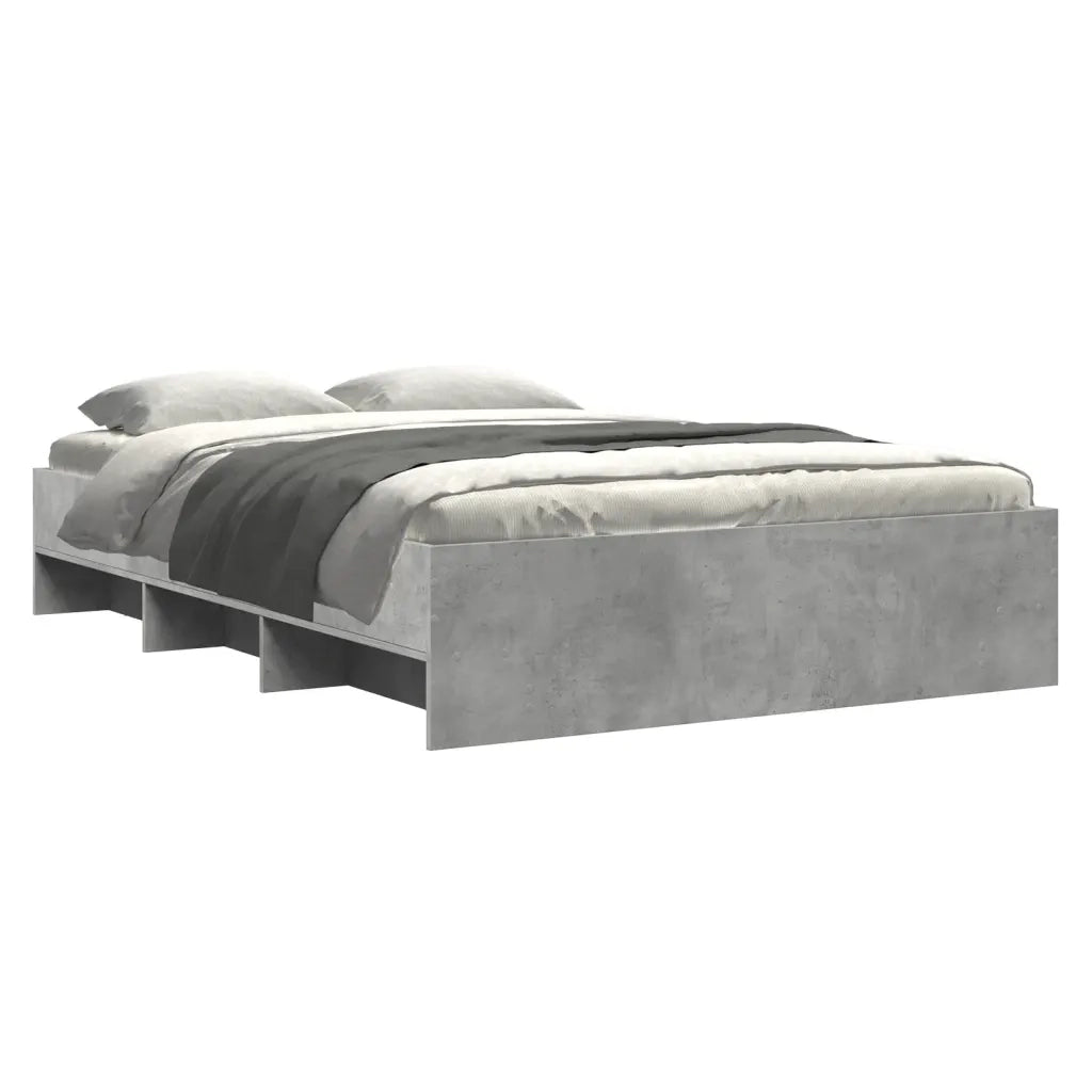 Letto matrimoniale | Letto per adulti | Giroletto Grigio Cemento 135x190 cm in Legno Multistrato