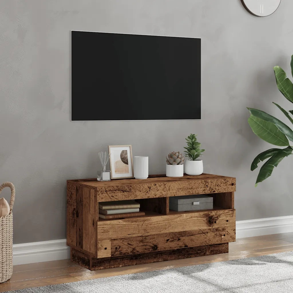 Mobile TV | Armadietto TV | Mobile Porta TV con LED Legno Antico 80x35x40 cm Multistrato