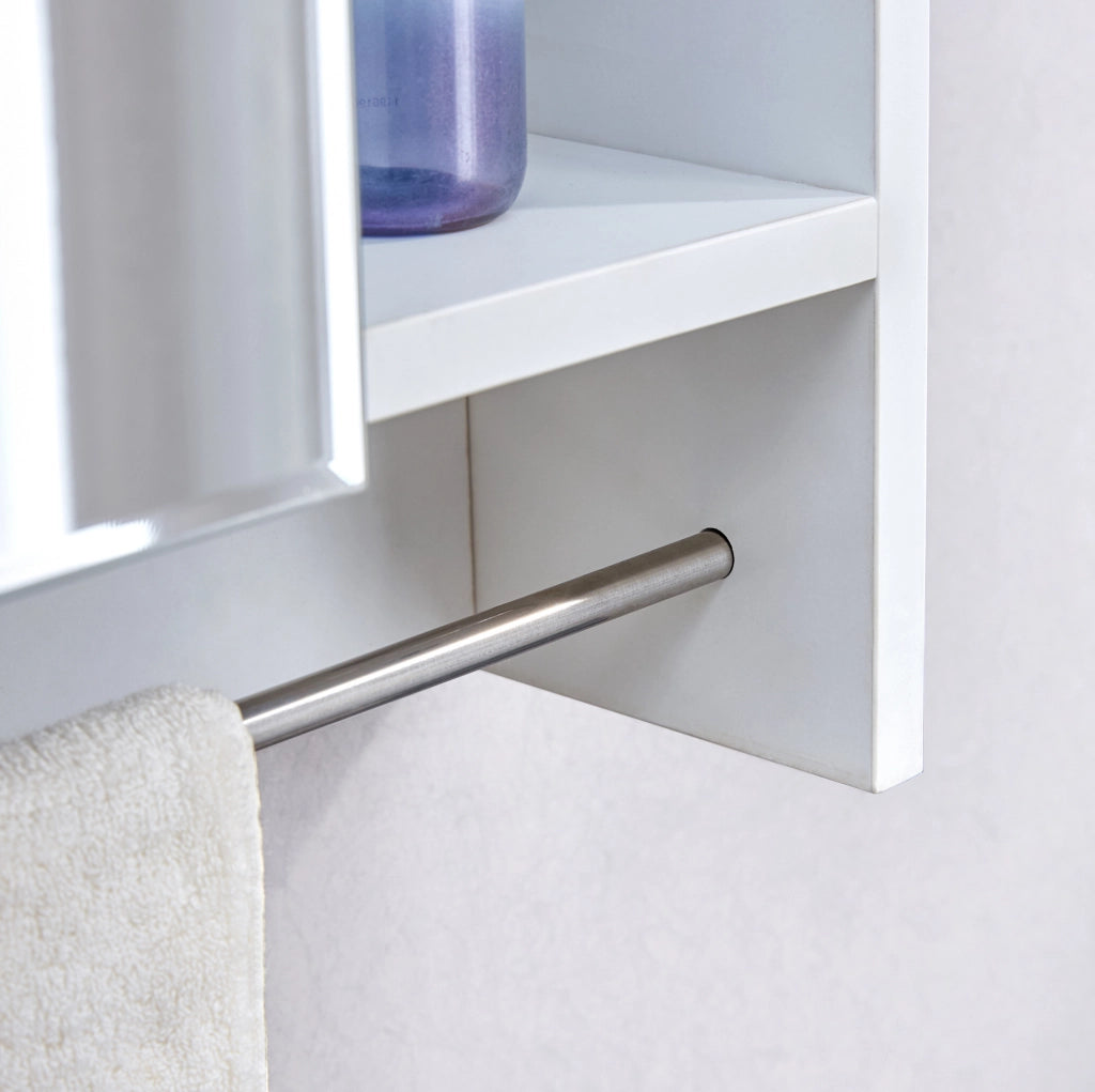 Specchiera da bagno bianca in MDF con vani a giorno