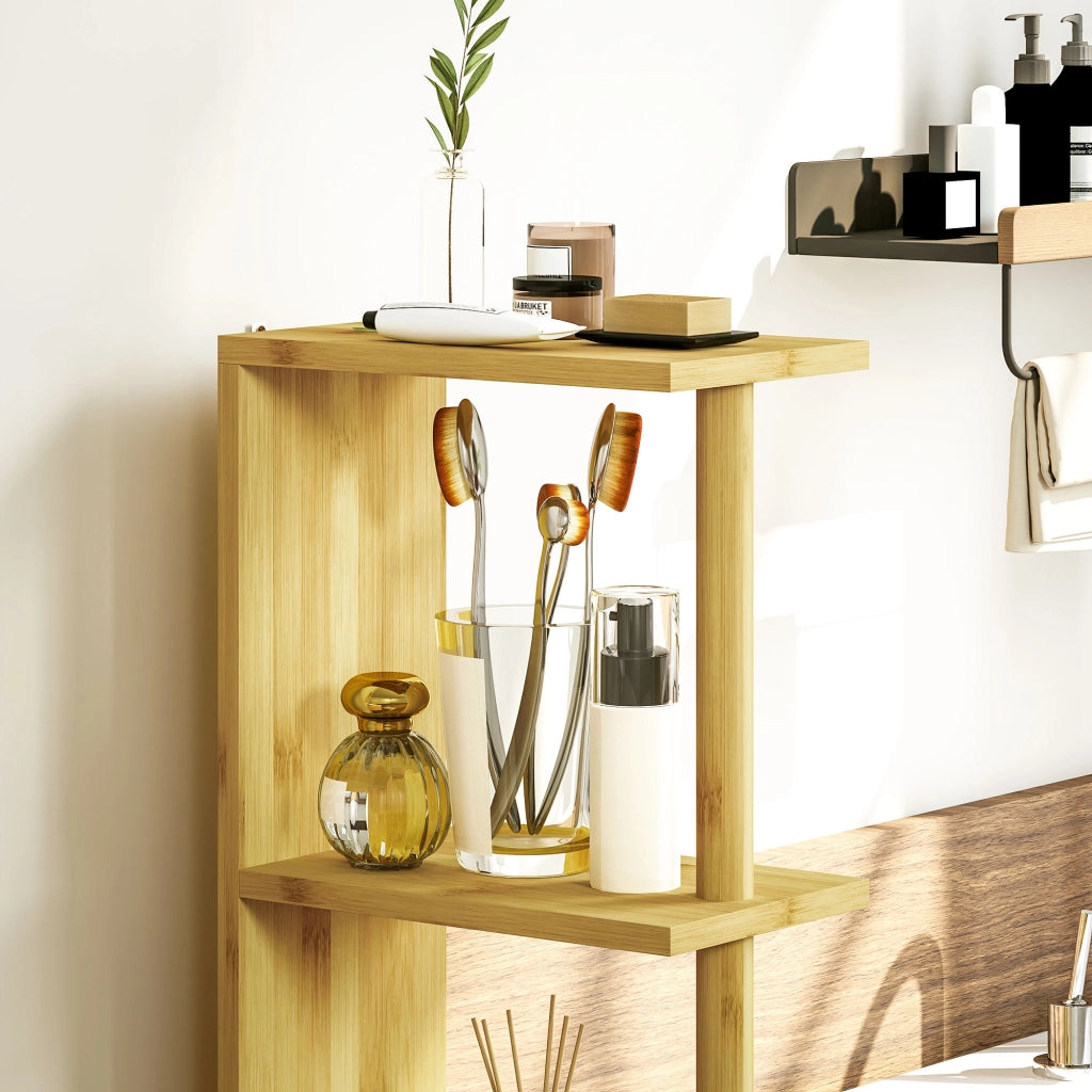Colonna Bagno con Ripiani e Ante ¨C Minimal ¨C Bamb¨´ Naturale 18x30x120 cm