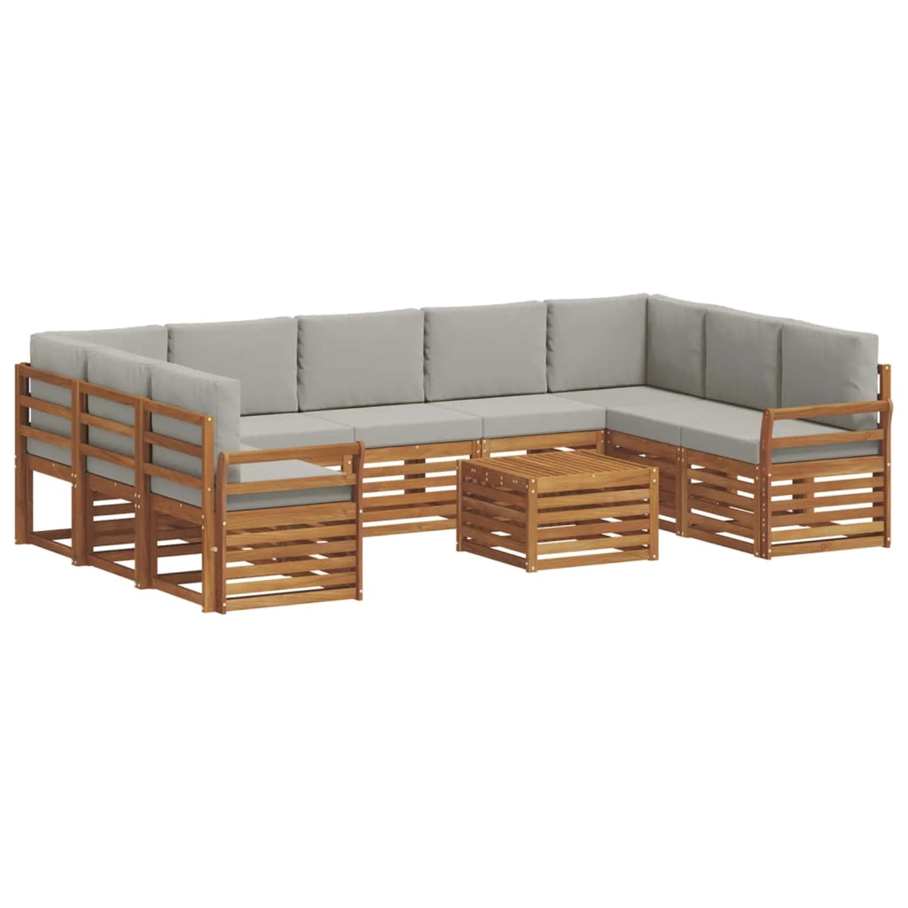 Set divani con cuscino 10 pcs Grigio Naturale e Chiaro 3375521