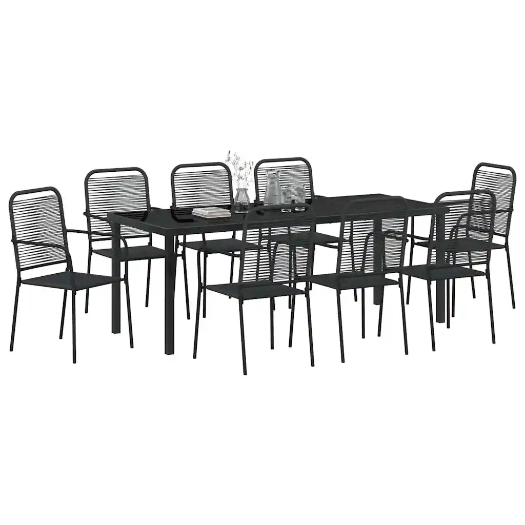 Set da Pranzo per Giardino 9 pcs Nero 3379162