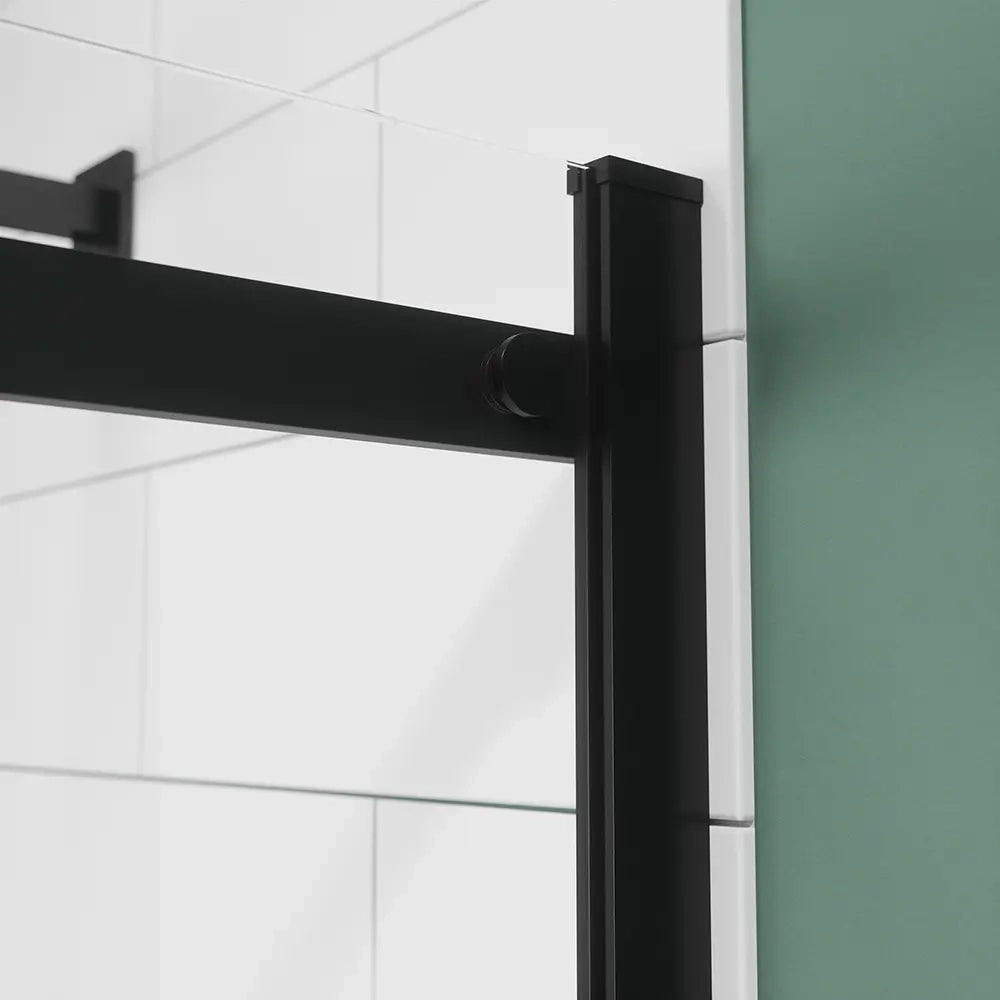 Box doccia 100x110 cm scorrevole vetro 8mm trasparente profili nero opaco h195cm | Creta