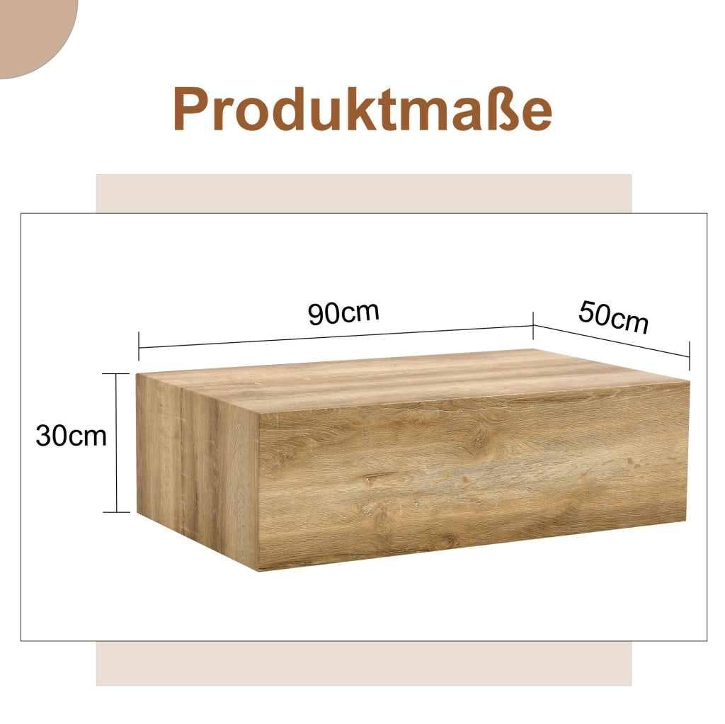Tavolino Rettangolare in MDF con Effetto Venatura Legno 90x50x30 cm, Design Minimalista, Piedini Antiscivolo