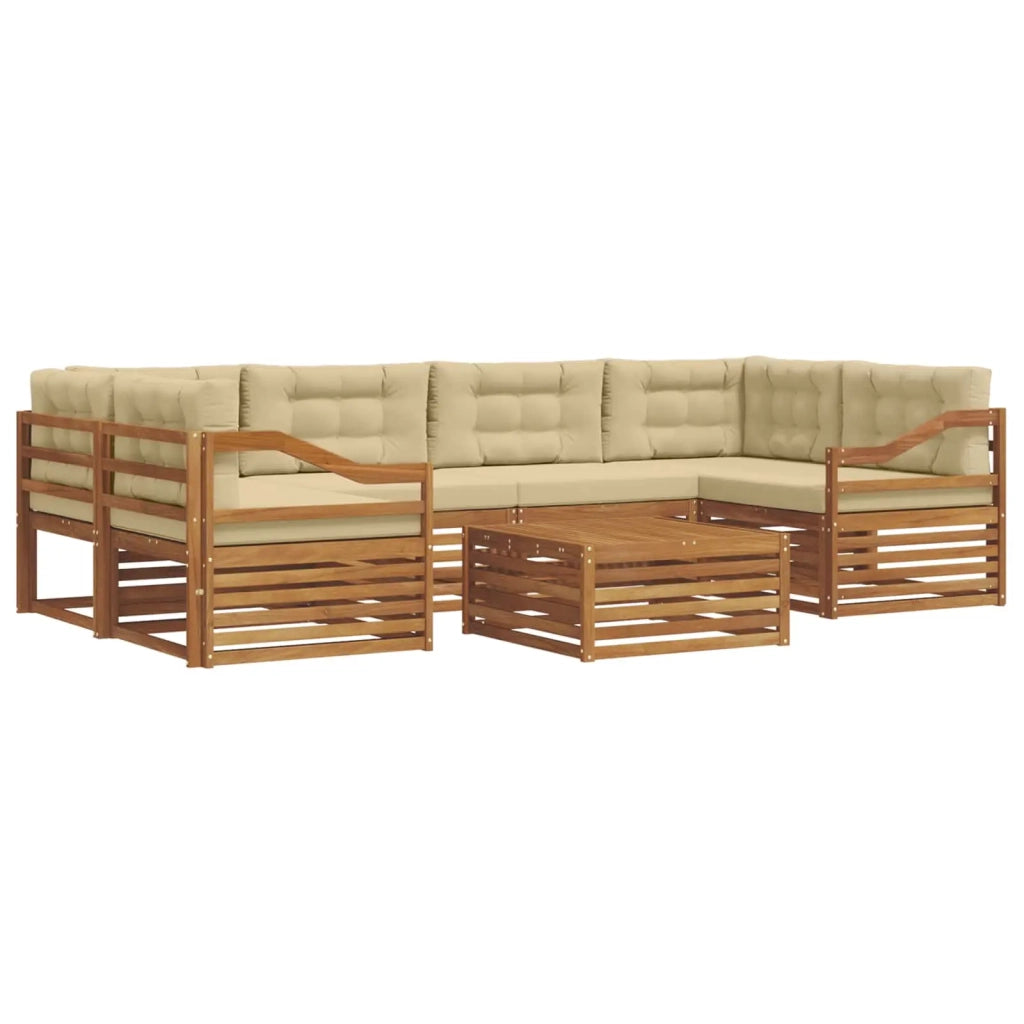 Set di divani da esterno con cuscino 7 pcs Naturale e Beige 3373118