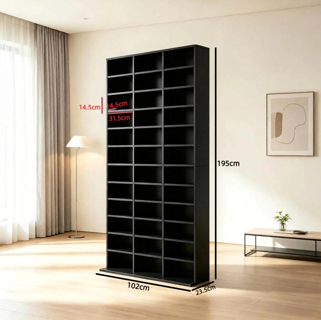 SCAFFALE CD/DVD Regolabile 102x23,5x195 cm MDF Nero