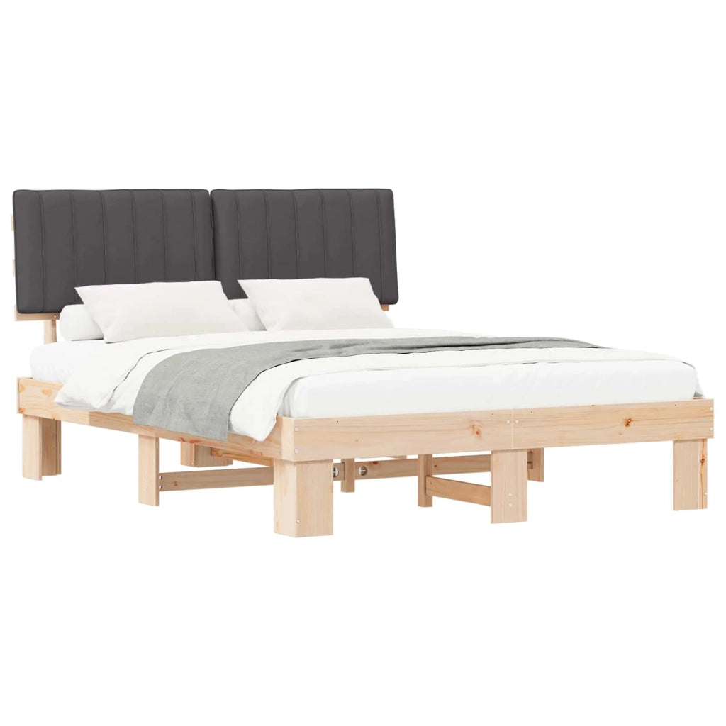 Letto con Testiera Rivestita Grigio scuro 160 x 200 cm