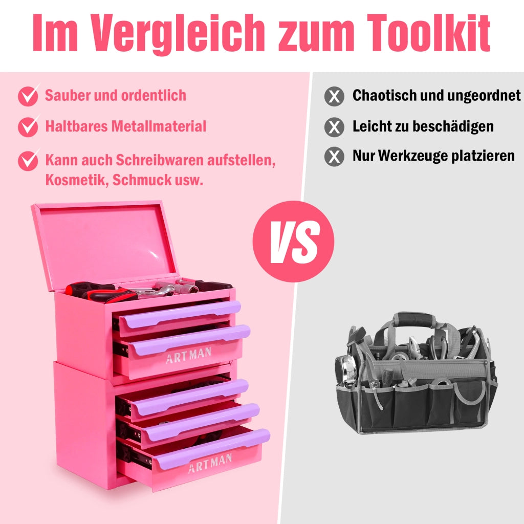 Cassettiera organizer a 5 cassetti in acciaio laminato a freddo rosa e viola per cosmetici e ufficio