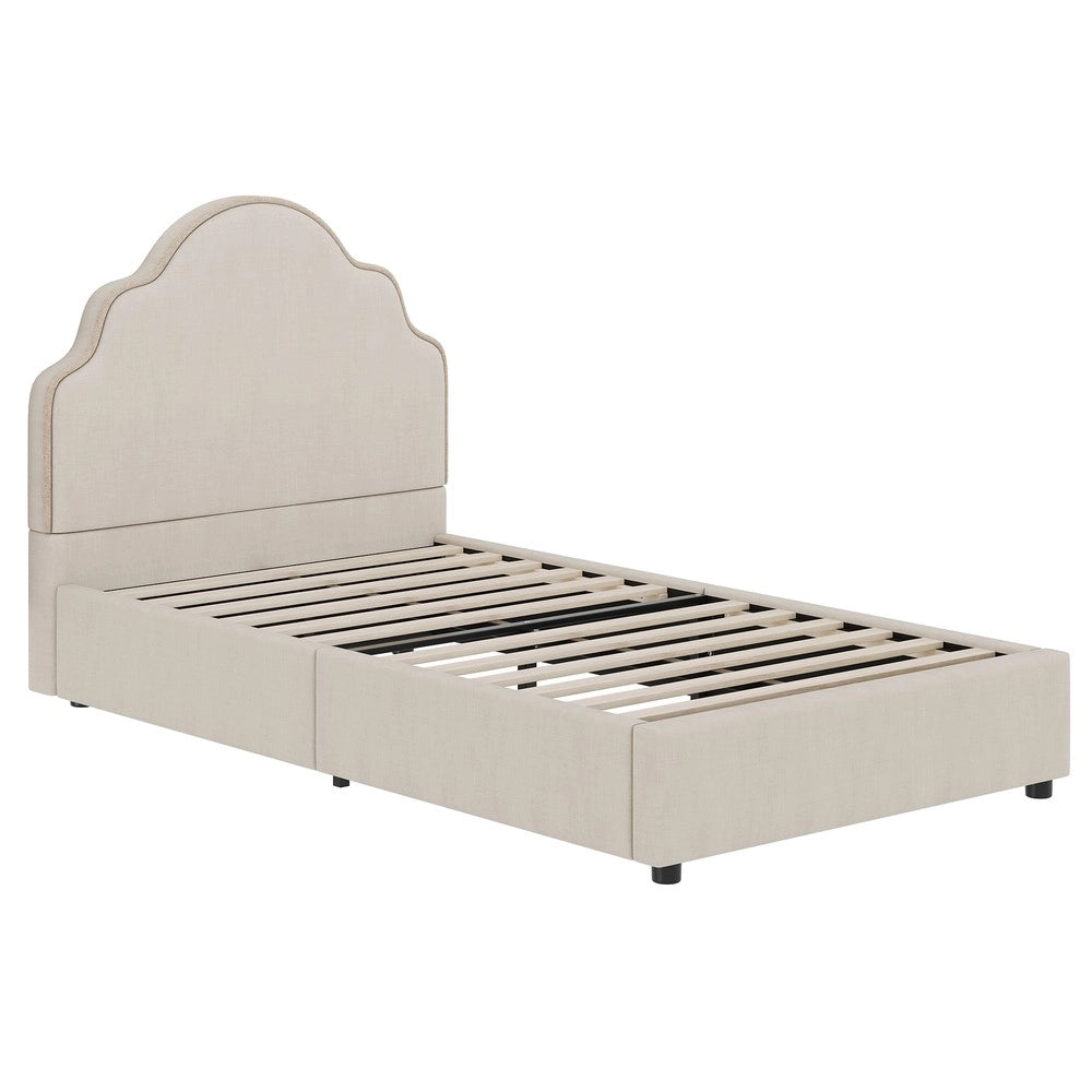 Letto imbottito singolo ¨C Minimal ¨C beige tessuto 90x200cm