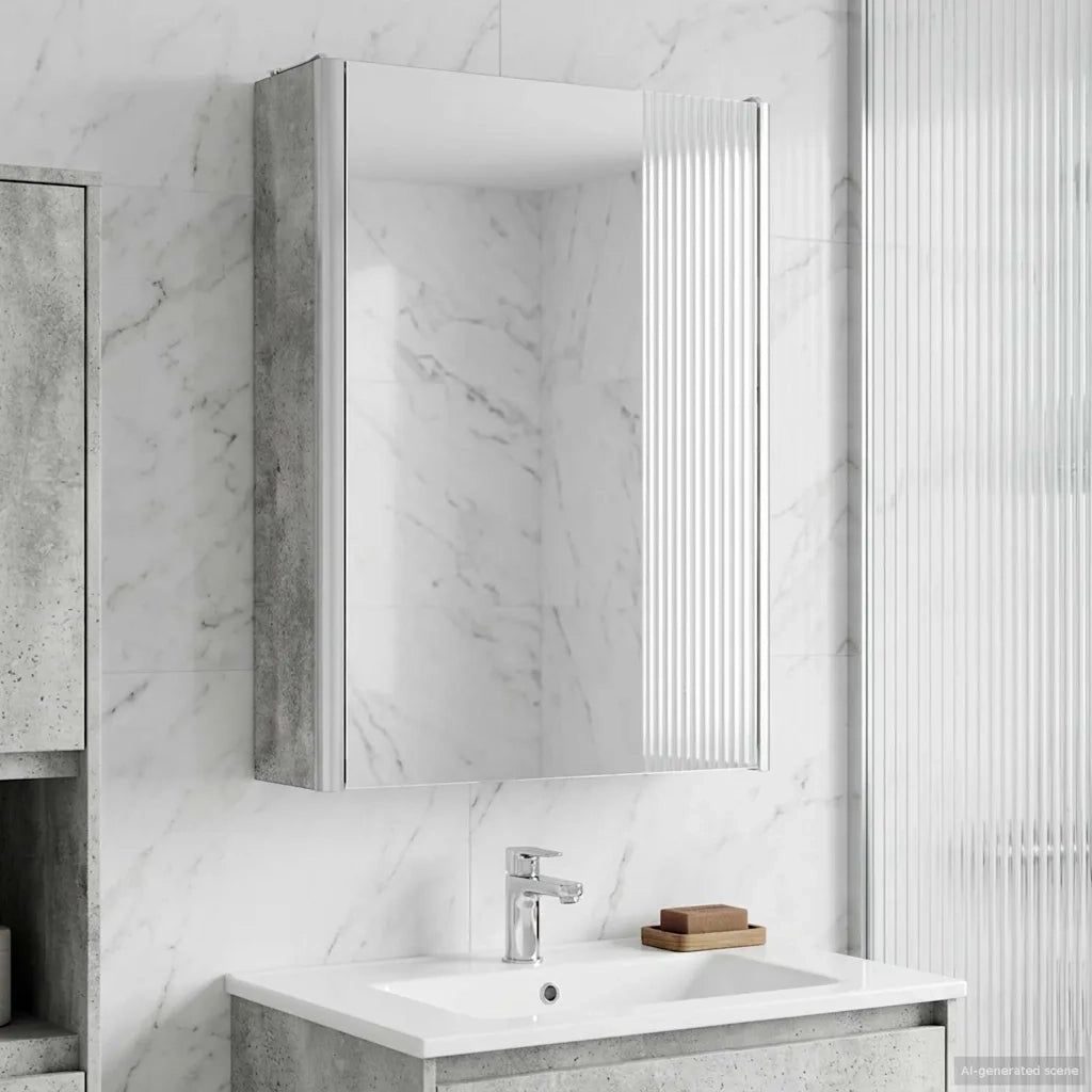 Mobiletto per specchio da bagno Grigio cemento 889218
