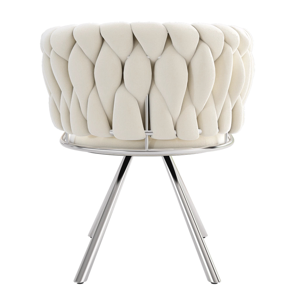 Sedia da Pranzo Girevole in Velluto ¨C Xylo ¨C Beige, Gambe in Metallo, Set 4 Pezzi