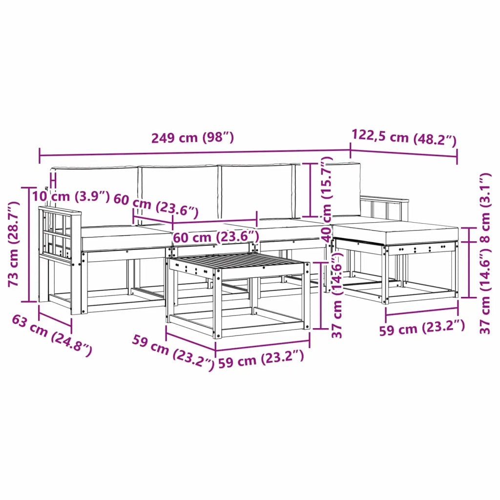 Set di divani da esterno 6 pz Bianco e Antracite 3387536